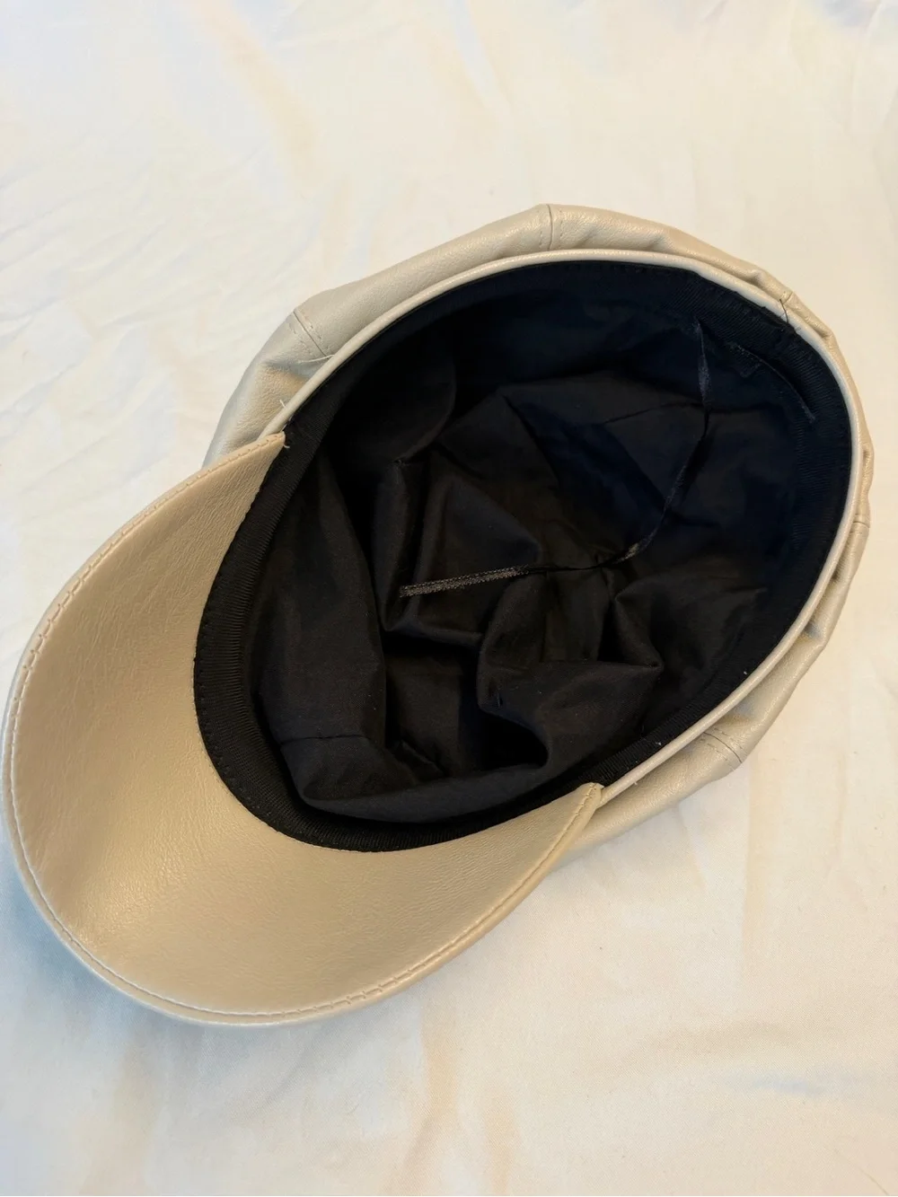 Vintage 1960’s Beige Faux Leather Newsboy Cap